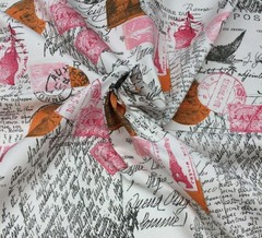 PREMIER PRINTS AMORE SHERBERT TWILL FRENCH SCRIPT POSTAGE FABRIC BY THE YARD