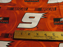 2 yard x 44″ Quilt Sewing Fabric Nascar #9 Kasey Kahne Race car driver Red