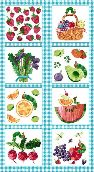 23″ X 44″ Panel Very Hungry Caterpillar Picnic Children Cotton Fabric D601.35
