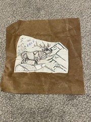 Embroidered Elk Wildlife Brown Leather Panel Craft Pillow Cushion Decor USA