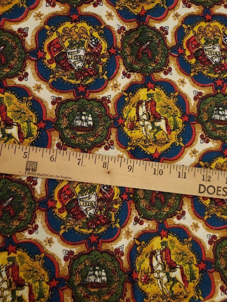 VTG House N’ Home Fabrics & Draperies 1776 Americana Themed 1-2/3 Yards Heavy
