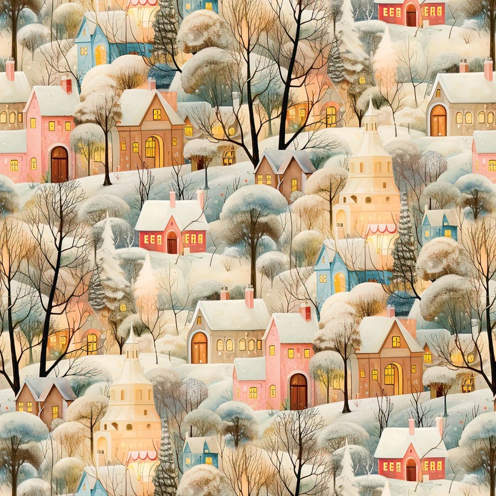 Comfort & Joy Village All Over by Michael Ward 44″ wide BTY