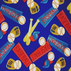 Baseball Equipments Royal Print Fleece Fabric – 60″ Wide – Sold by The Yard