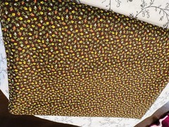 VTG 1960s Ditzy CALICO Orange White Yellow on Brown Tiny Scale Florals 1 YD 40″W