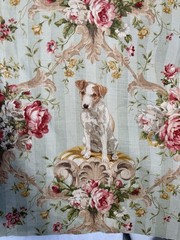 Lee Jofa Putting On The Dog Fabric 55”w x 35″ H Linen Spaniel Yorkie Dogs (5p)