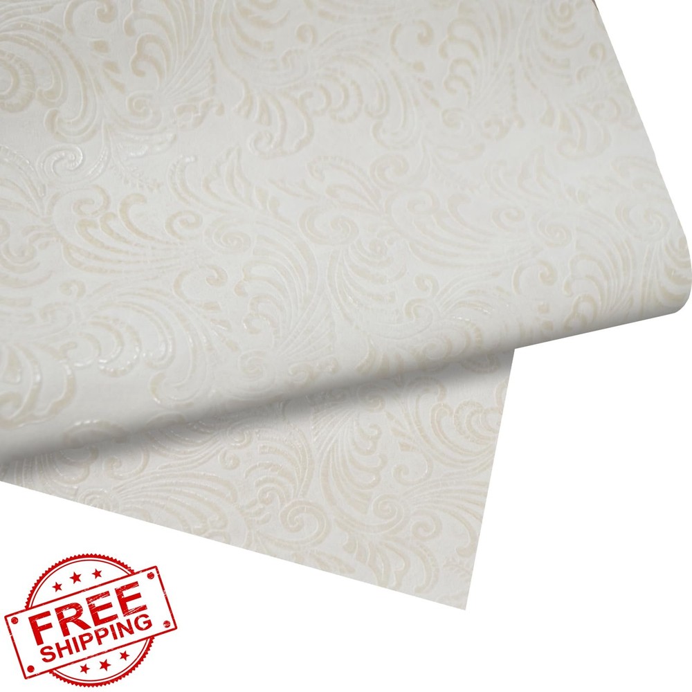 AOOTOOLINK Cream White Faux Leather 1 Yard 54″x36″