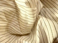100% Flax Linen Fabric Yarn Dyed Dobby Green Stripe Off White Ground 56″ Wide