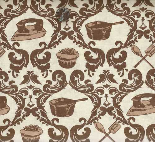 Domestic Divas Riley Blake pots pans kitchen cream fabric