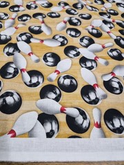 Sports Life Design #19495 Bowling 🎳 Fabric Unused Piece For Sewing Or Crafting