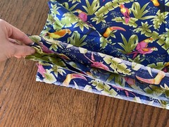 3 Yards 42″ Wide Fabric Blue Fuchsia Pink Toucan Parrots Tropical Jungle Palms