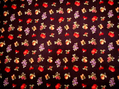 Chintz Fabric By Half-Yard Sm Grapes Berries Pears+ Fruit on Black Polish Cotton