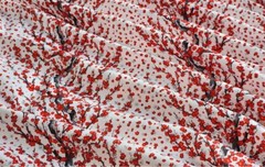 Korean Traditional Red Plum Blossom Patterned Fabric made in Korea BTHY