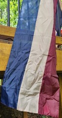 NEW 2 Tea Stained Patriotic Fabric Panels 19.5 FT -Railing, Arch, Parade, Events