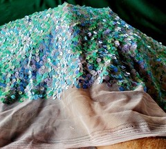 Vintage Gorgeous Heavy Sequined Fabric 72″ X 60″ (2yds) Evening Gown Weddings