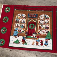 Cranston Print Works Co Christmas TOY SHOP Vintage Fabric Panel 42 x 17” RARE