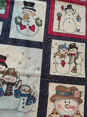 25 Vintage Snowman Fabric Panels Dianna Marcum Marcus Bros 34″ X 42″
