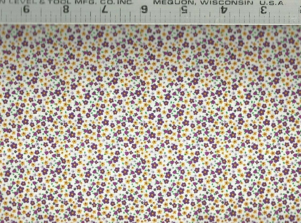David Textiles ~ Mini Print Purple Floral Calico ~ 100% Cotton Quilt Fabric BTY