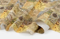 Vintage Antique World Map Cotton Linen Fabric made in Korea By the Yard