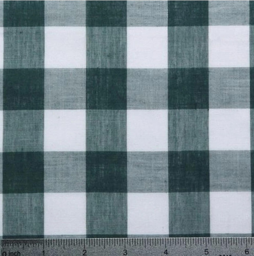 HUNTER GREEN GINGHAM 1″ PRINT POLY COTTON FABRIC CHECKERED 60″ BY THE YARD