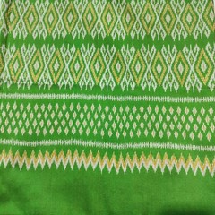 Thai Antique Silk Fabric Green Gold Silver Hand Woven100% (For Crafting)
