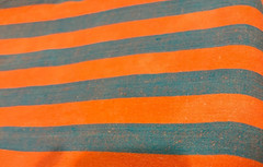 Handloom Striped 4.2 Yards Yarn Dyed Cotton Fabric Green Orange 44″ Khadi Bhavan