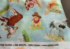Barnyard Babies Blue Tossed Animals Fabric BYBA 5275 B Half yard continuous cuts