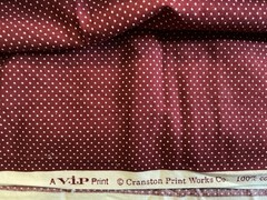 VIP Cranston Print Works Fabric Maroon With Tiny White Polka Dots 86in X 44in