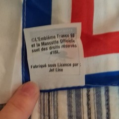 France 98 Soccer Coupe du Monde Striped Fabric Panel White Blue Red