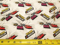 NASCAR RACING 100% COTTON NEW WHITE BACKGROUND 1 YARD by CAMELOT FABRICS NEW