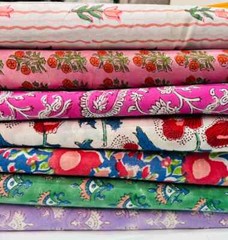 Indian Hand Block Print Scrap, Floral Cotton Fabric,Scraps Bundle, Fat Quarter