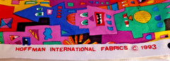 Vintage 1993 James Rizzi Hoffman Fabric Colorful Faces Pop Art Novelty Cotton 1+
