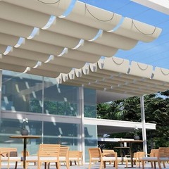 Retractable Pergola Canopy Cover Waterproof Awning Deck Garden Yard Pool Beige
