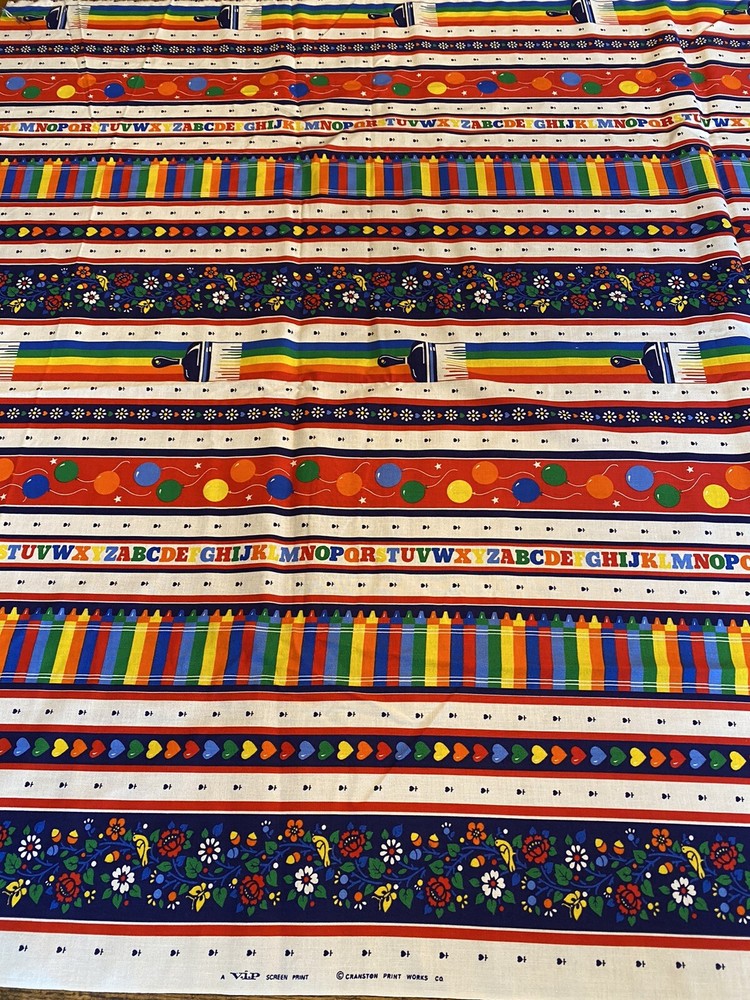 7 yds VIP Cranston RAINBOW Quilt Border Print Stripe Heart Cotton Fabric 40″wide
