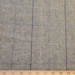 Gray Herringbone with Blue Windowpane Wool Suiting – Buttery Soft! LAST PIECE!
