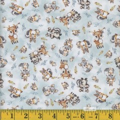Cotton Fawn and Friends Woodland Animals Babies Fabric Print by Yard D693.79