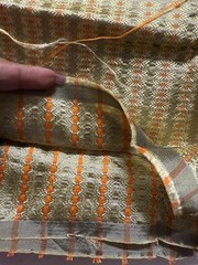 JACQUARD BROCADE FABRIC-saree blouse piece-BEIGE Golden 32″X29″ banarsi ORANGE