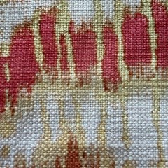 Flamestitch Ikat PolyCotton Blend Upholstery Fabric Gold Orange Coral Red 3 Yds