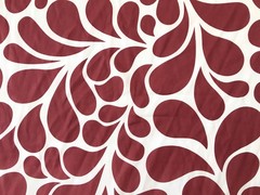 African Print, Stretch Cotton Satin Fabric- Rusty Red, White “Mimi”, Per Yard