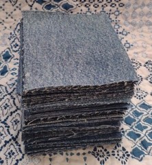 Hand Cut Denim Blue Jean Fabric Squares 4″ X 4″ Lot Of 100 For Rag Quilt Craft