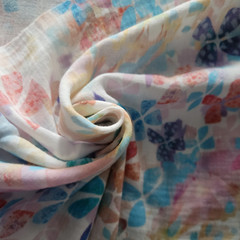 Butterflies or 4-Petal Floral Pastel Cotton Double-Gauze OEKO-TEX – Soft, Fresh