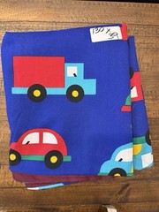 Truck Train Blue Fabric Sewing Quilting Kids Theme Cotton Measurements In Pics