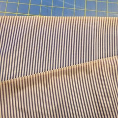 Thin Crisp Acetate Shirting – Palest Gray & French Blue Stripes