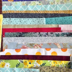 Fabric Scrap Bundle 1 Lb 11 oz Mixed Lot #7 Various Sizes and Prints As Photoed