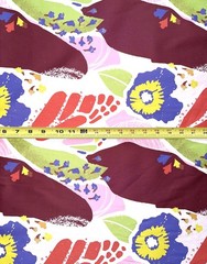 African Stretch Cotton Satin Fabric- Pink, Brown, Green “Sweet Thistle”, Per Yd