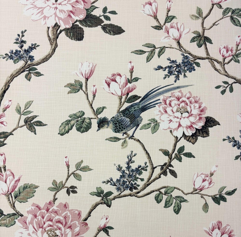 COVINGTON JOYBIRD 178 SILK BEIGE BIRD FLORAL MULTIPURPOSE FABRIC BY YARD 54″W