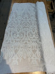 Esmeralda WHITE Sequins on Mesh Lace Fabric by the Yard – 10102