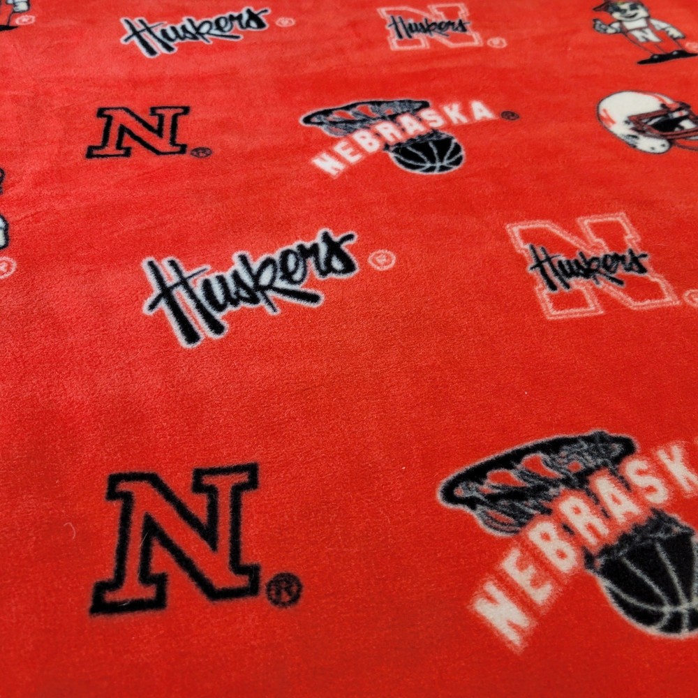 Nebraska Huskers Red Fleece Fabric 60″x35″ NCAA College Team Sports Print
