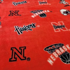 Nebraska Huskers Red Fleece Fabric 60″x35″ NCAA College Team Sports Print