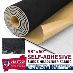 Black Suede Headliner Fabric w Adhwsive for Car Auto Headliner & Trim 98″ × 60″