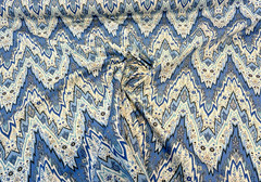 Williamsburg Bray Flamestitch Indigo Blue Drapery Upholstery Fabric By the Yard